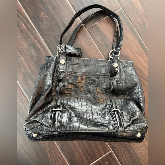 Coach MIA Madison Embossed Leather Purse - black crocodile - Picture 2 of 7